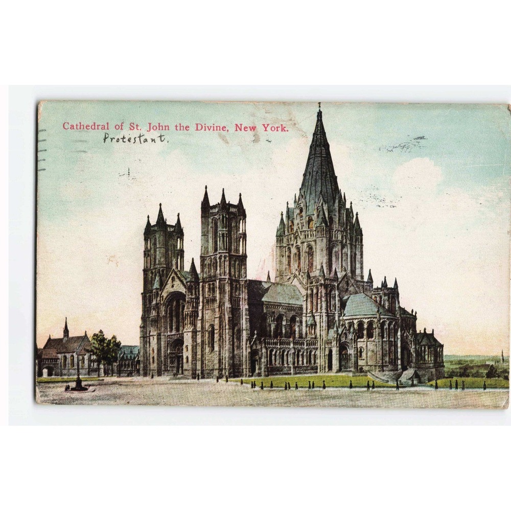 Vintage 1912 Cathedral St John the Divine NYC Postcard Success Postal Co 1077